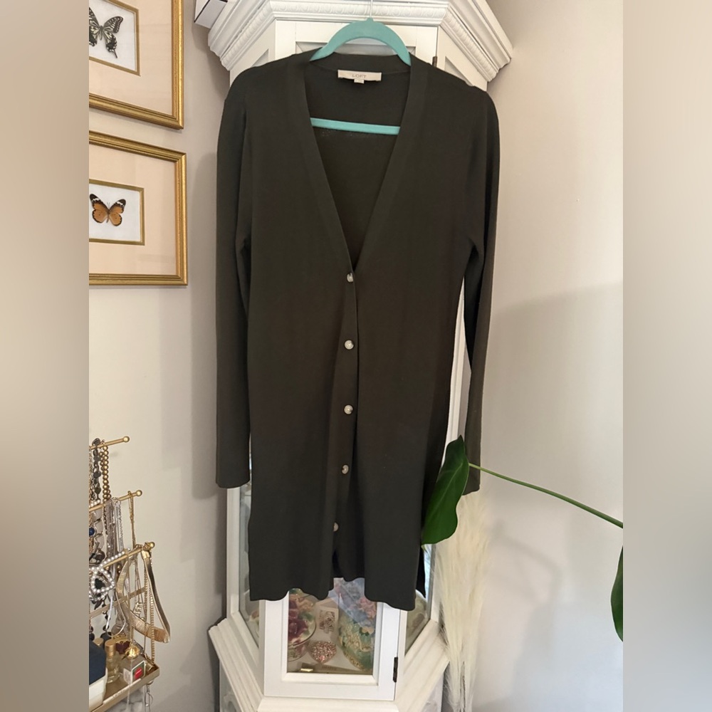 Loft Green Button Down Cardigan M